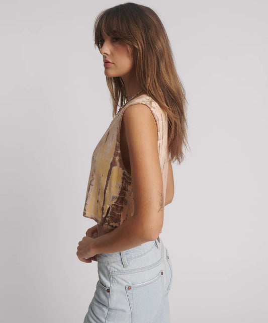 One Teaspoon - Gloria Tropical V-Front Rib Tank Top