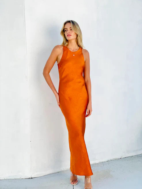 Spicy Sugar - Silky Satin Maxi Dress