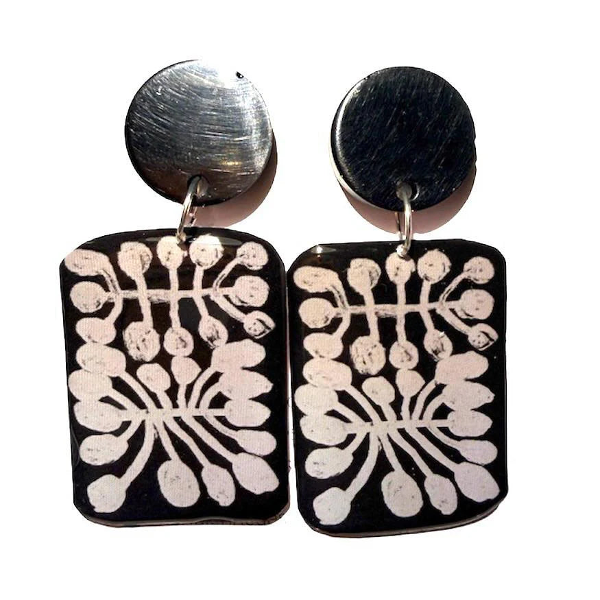 Ikuntji - Watiya Tjuta Resin Earrings - Large Drop (Steel)