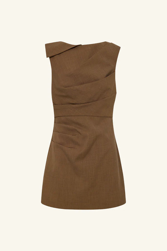 Shona Joy - asher draped mini dress - saddle