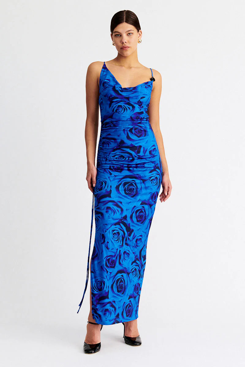 Suboo - Verona Cowl Neck Maxi Dress - Blue Rose