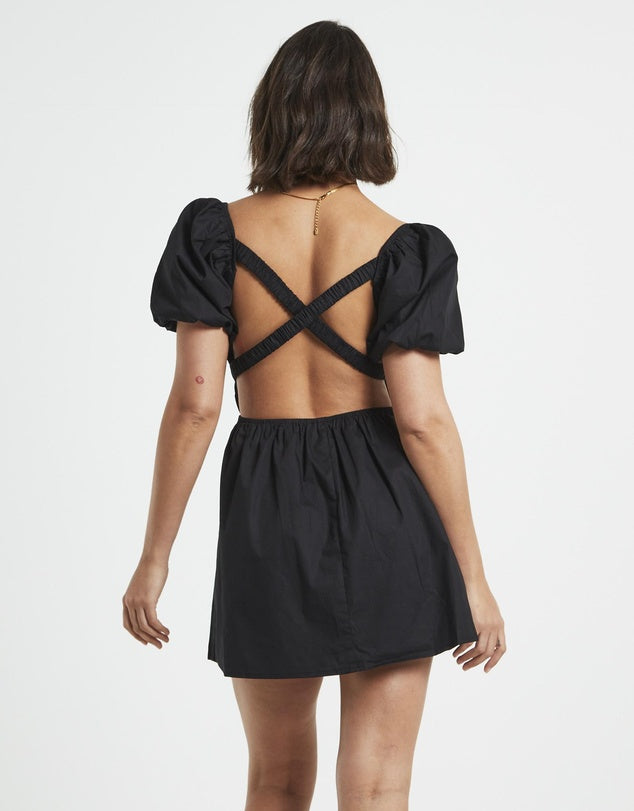 Subtitled - Rylee Backless Puff Sleeve Mini Dress
