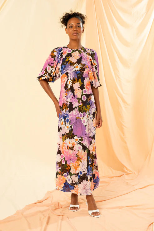 kachel mixed floral print midi dress Kachel