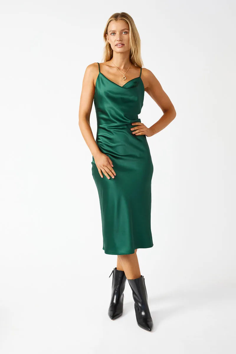 Slide Show - COWL NECK SLIP DRESS