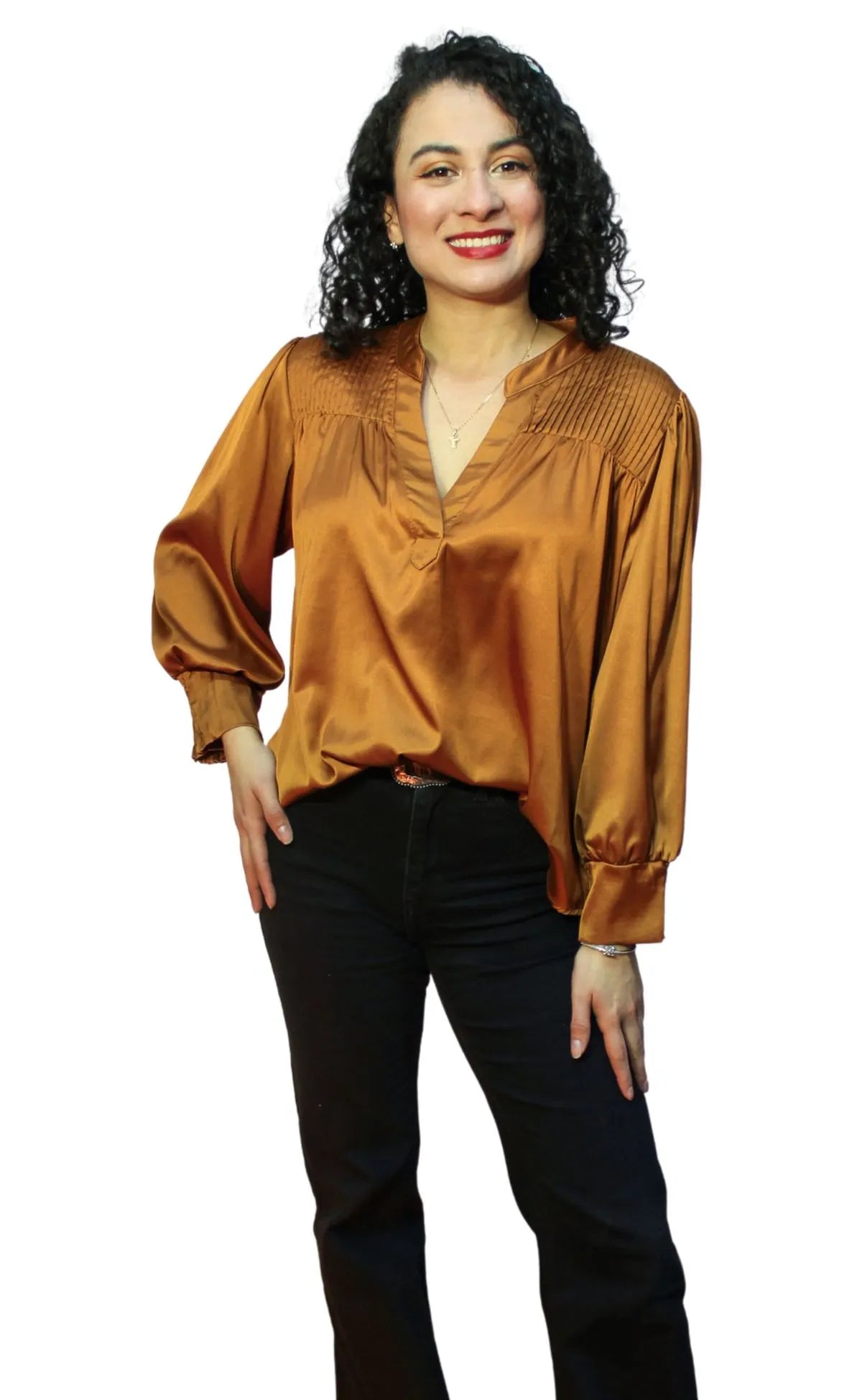 MYLIK - SILK Golden Long Sleeve Blouse