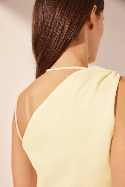 Shona Joy - Lani Asymmetrical Gathered Midi Dress - Vanilla