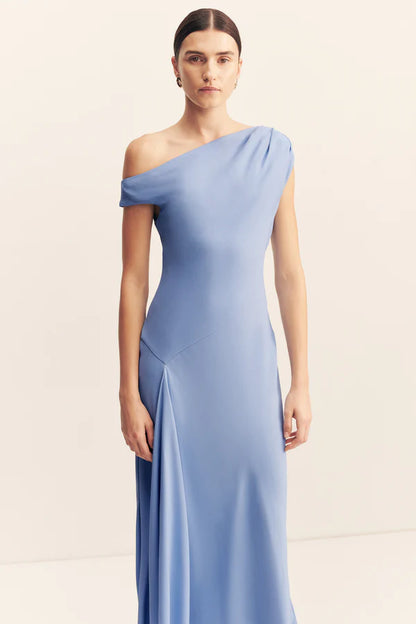 Shona Joy - Rio asymmetrical draped midi dress - cornflower blue