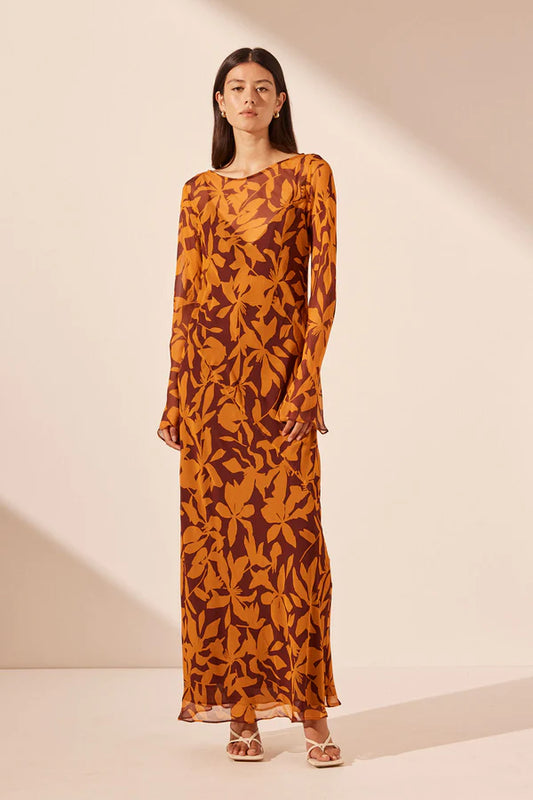 Shon Joy - Natalina Long Sleeve Slip Maxi Dress