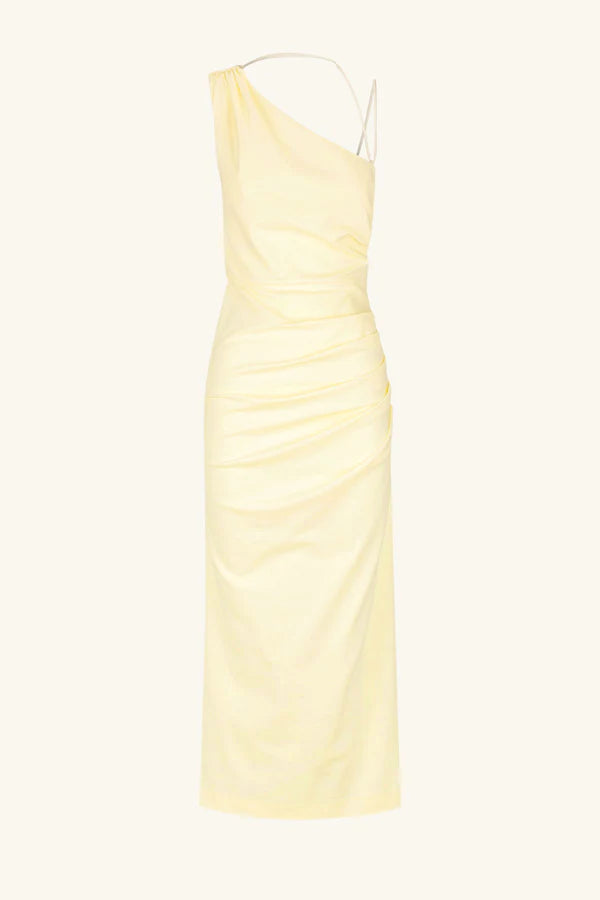 Shona Joy - Lani Asymmetrical Gathered Midi Dress - Vanilla