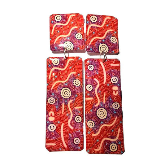 Ikuntji - Warliyajarrayi Resin Earrings - X-Large Drop