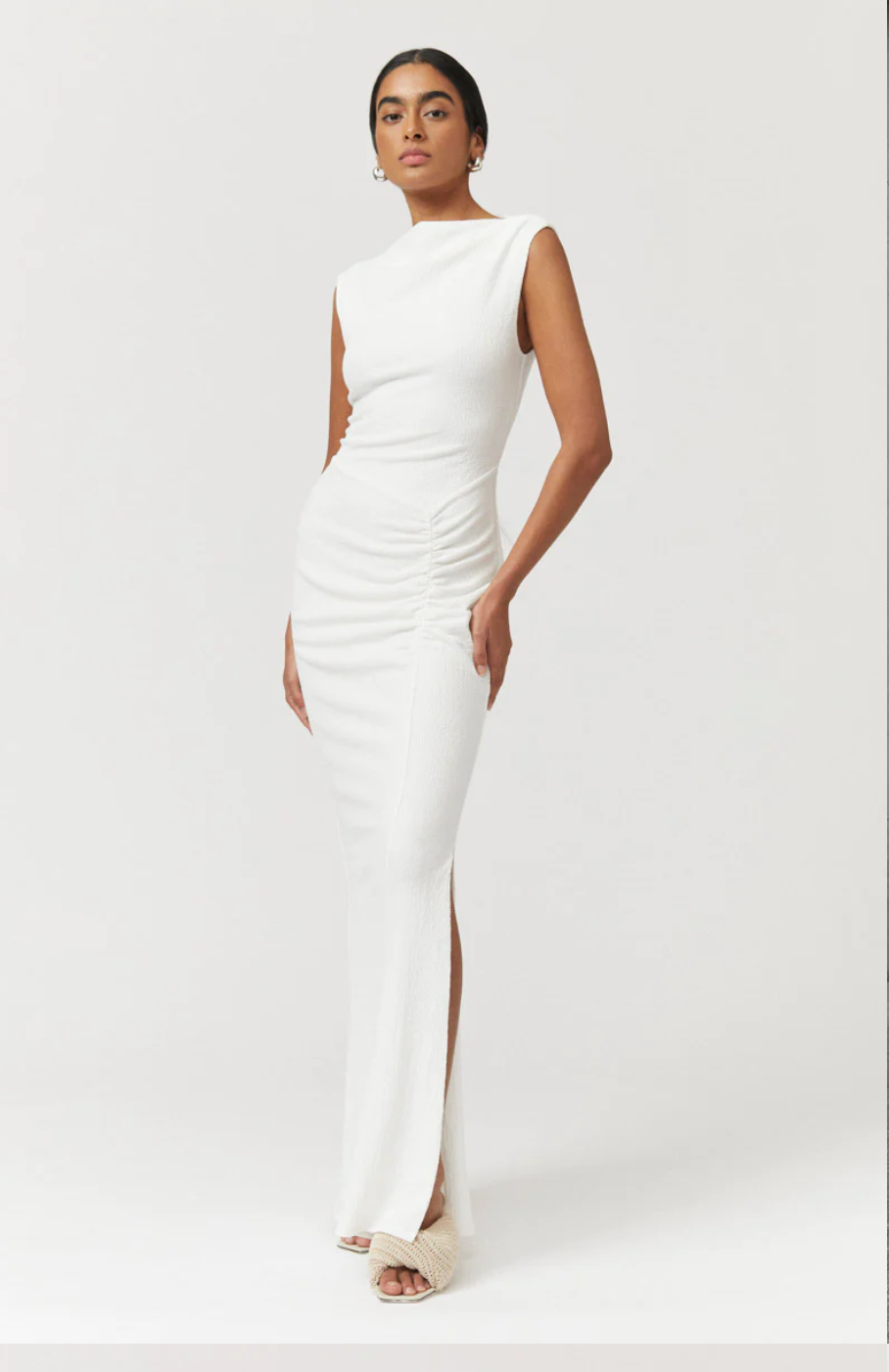 Suboo - Jacqui Rouched Front Midi Dress - White
