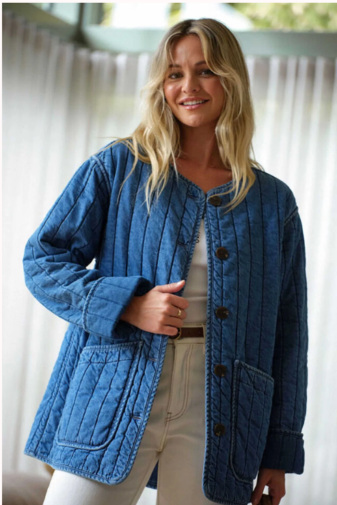 Cere Life - COMFY QUILTED JACKET/FRESH INDIGO