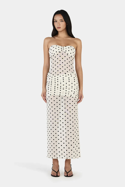 Ownley - Vanessa Maxi Dress Cream Polka