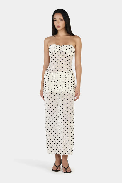 Ownley - Vanessa Maxi Dress Cream Polka