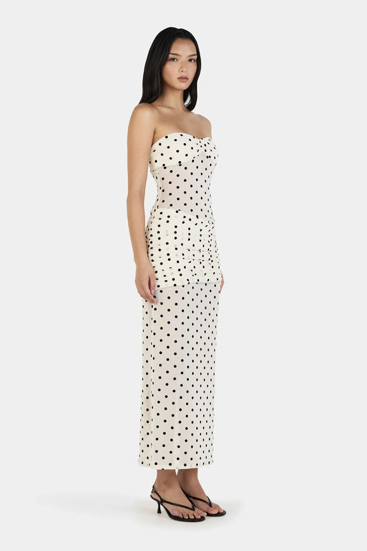 Ownley - Vanessa Maxi Dress Cream Polka