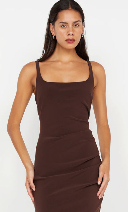 Bec & Bridge - Karina Midi Dress in Dark Chocolate