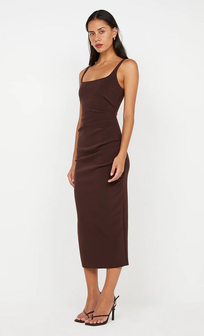 Bec & Bridge - Karina Midi Dress in Dark Chocolate