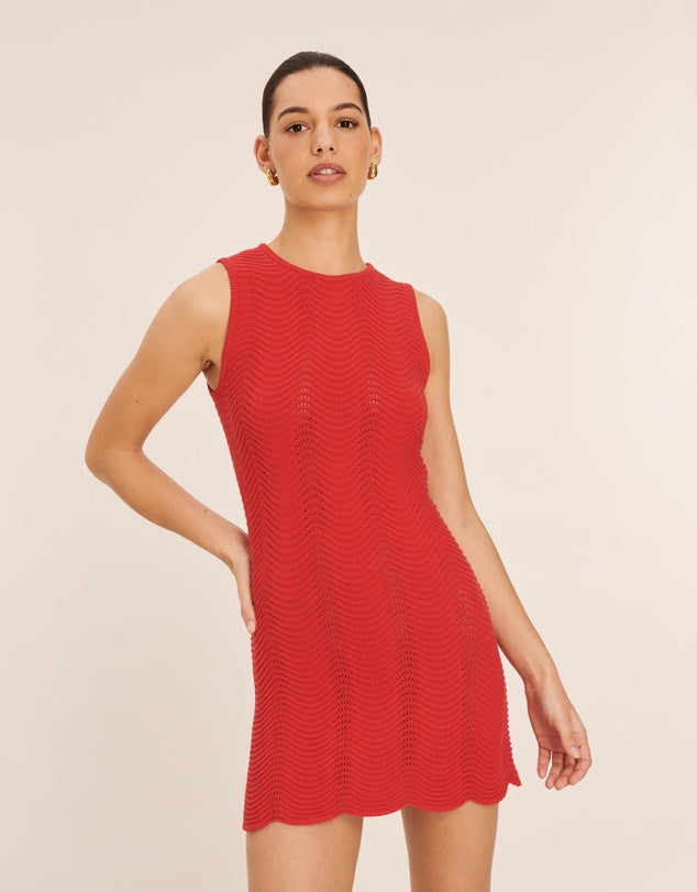 Aere - Organic Cotton Scalloped Mini Dress