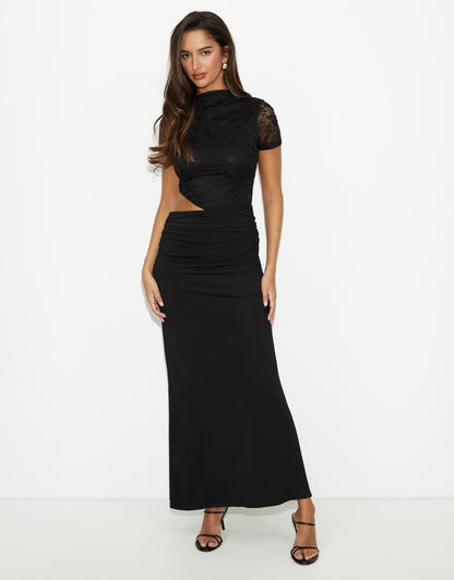 Dazie - Romance Cutout Lace Maxi Dress
