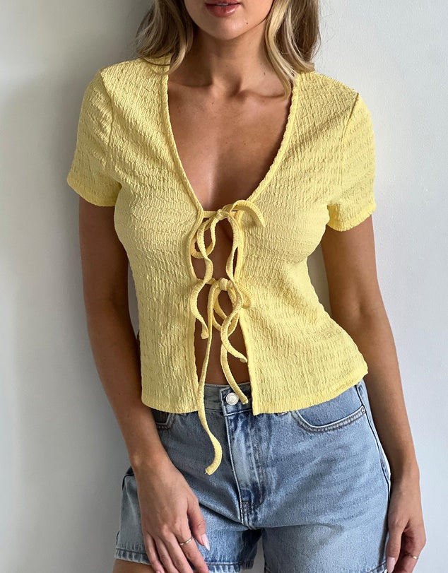 Dazie - Honeymoon Tie Front Top