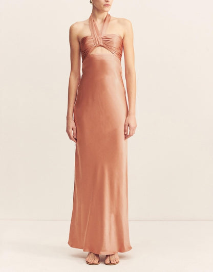 Shona Joy - La Lune Ruched Halter Maxi Dress