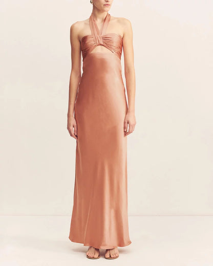 Shona Joy - La Lune Ruched Halter Maxi Dress