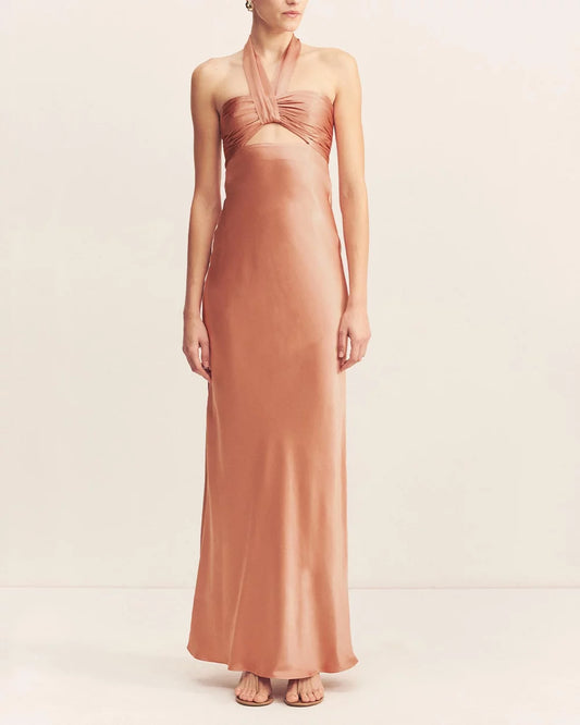 Shona Joy - La Lune Ruched Halter Maxi Dress
