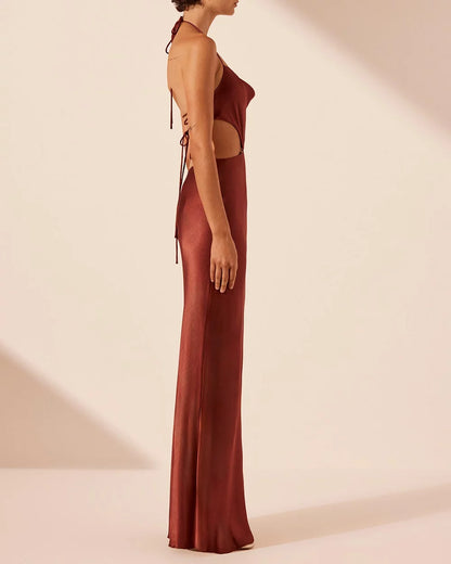 Shona Joy - Lino Asymmetrical Cowl Tie Maxi Dress