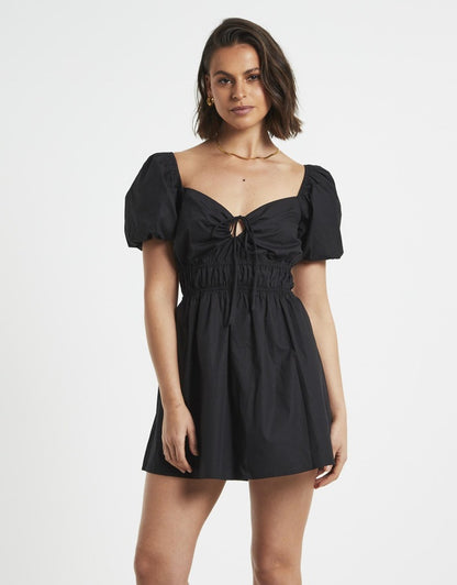 Subtitled - Rylee Backless Puff Sleeve Mini Dress