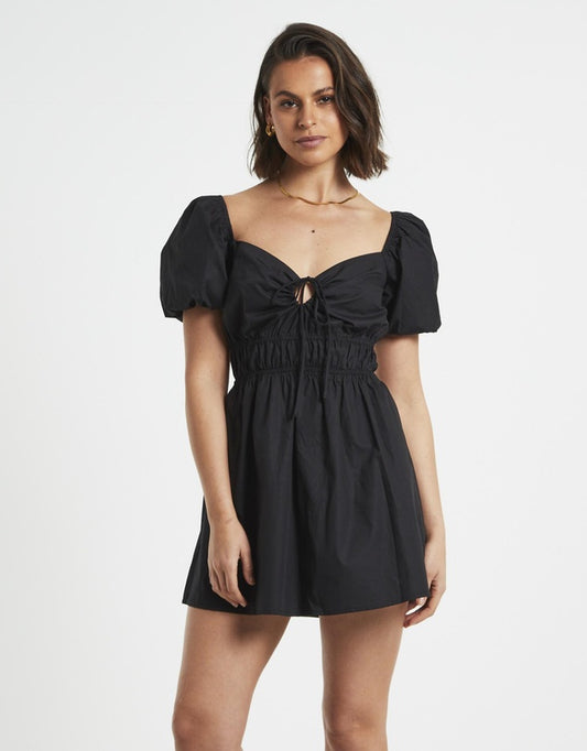 Subtitled - Rylee Backless Puff Sleeve Mini Dress