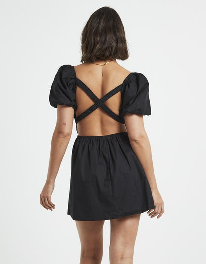 Subtitled - Rylee Backless Puff Sleeve Mini Dress