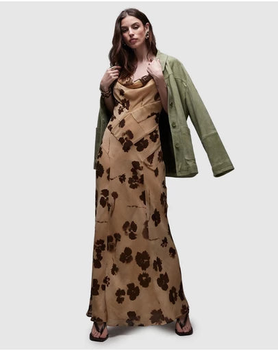 Top Shop - Built Up Double Layered Cowl Neck Maxi Dress