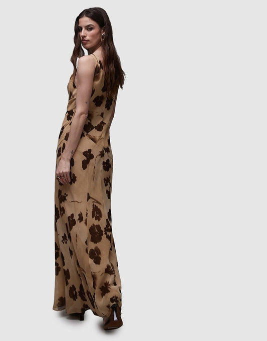 Top Shop - Built Up Double Layered Cowl Neck Maxi Dress