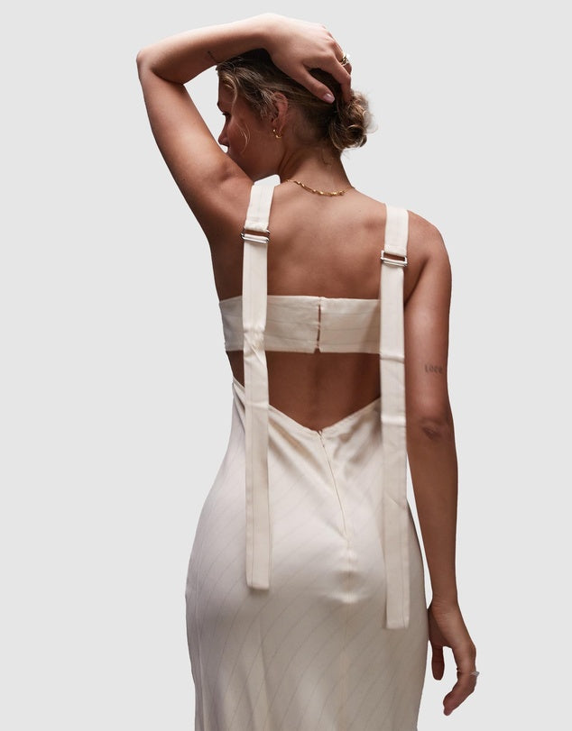 Top Shop - Buckle Back Pinstripe Slip Dress