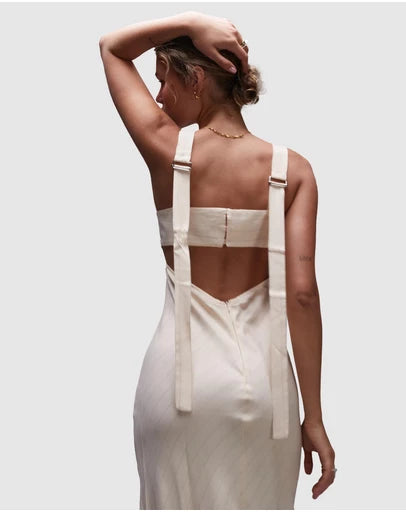 Top Shop - Buckle Back Pinstripe Slip Dress