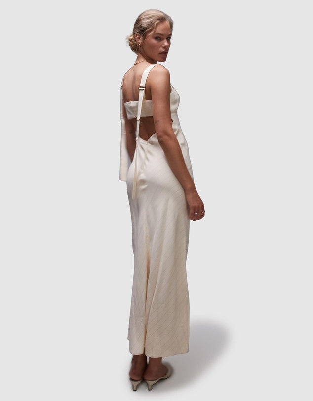 Top Shop - Buckle Back Pinstripe Slip Dress