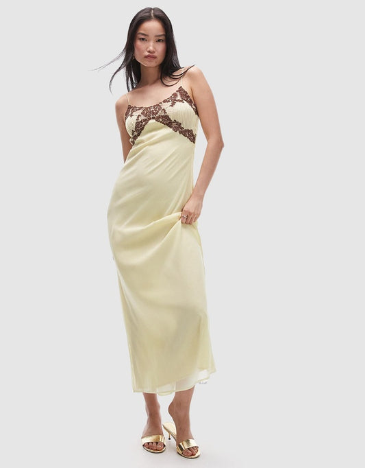 Top Shop - Vintage Lace Insert Midi Slip Dress