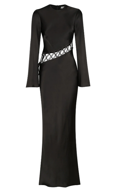 Shona Joy - Arienzo Asymmetrical Lace Up Maxi Dress Black