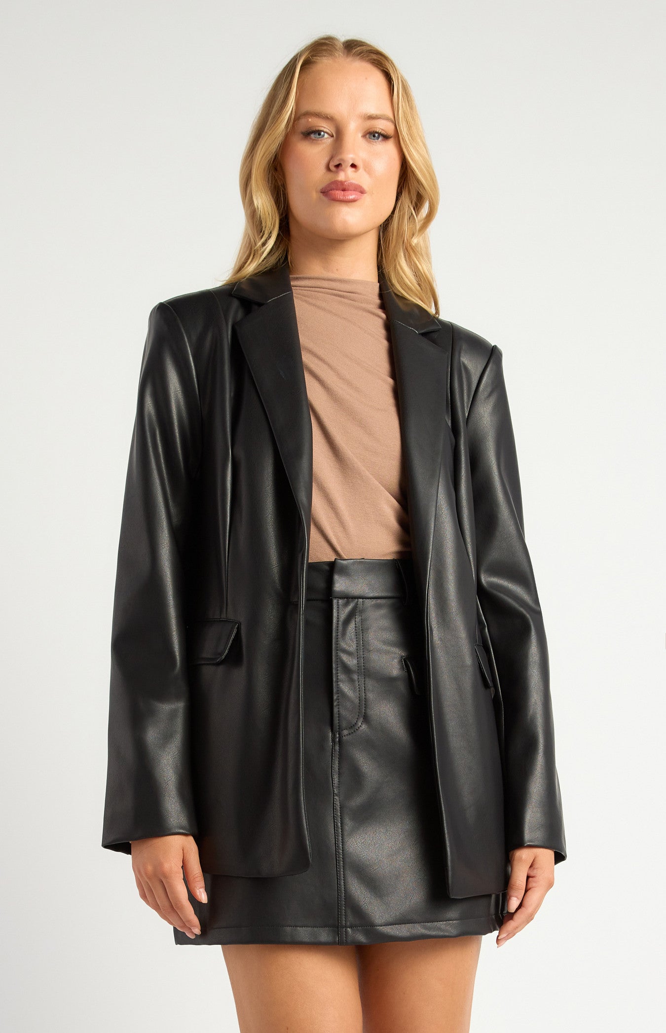 Winnie & Co. - Faux Leather Blazer