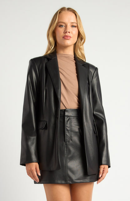 Winnie & Co. - Faux Leather Blazer